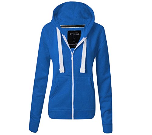 Womens Hoodie Hood Plain Jumper Ladies Fleece Casual Sweater Sweatshirt Jacket Coat Size