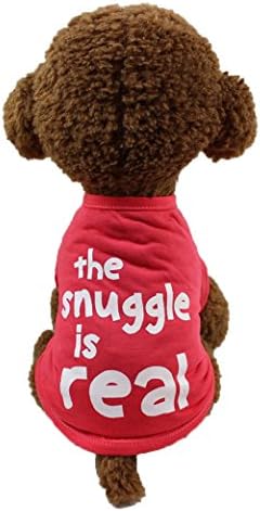 Hmeng Pet Funny Slogan Polyester Dog Tank Top Shirt, Small Pet Dog Cat Summer Casual Apparel Costume (M, Red)