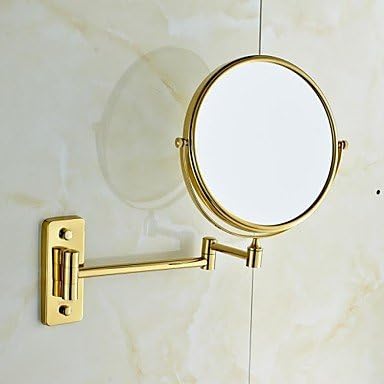360 Degree Rotating 3X Magnifying Gold Plating Finished 8-inch Solid Brass Wall Mount Cosmetic Mirror