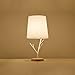 Produktbild Lithx Einfache moderne E27 Eisen Massivholz Tisch Lampe Tuch Lampenschirm Kreatives Wärme Schlafzimmer Schreibtisch Licht Dekoration Nachttisch Lliving Zimmer Buchhandlung Tisch Licht Cafe Hostel Abstellraum Büro Schreibtisch Lampe ( Color : White )