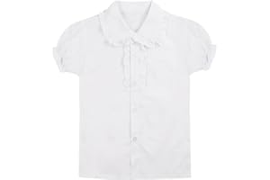 dPois Teen Girls School Uniform Blouse Princess Ruffled Tops Button Down Shirts School wear Spring Summer