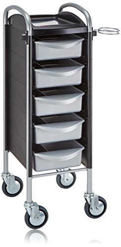 Efalock Piccolo 6002 high Work Trolley Wheels Castors, Silver and Black (Pack of 1)