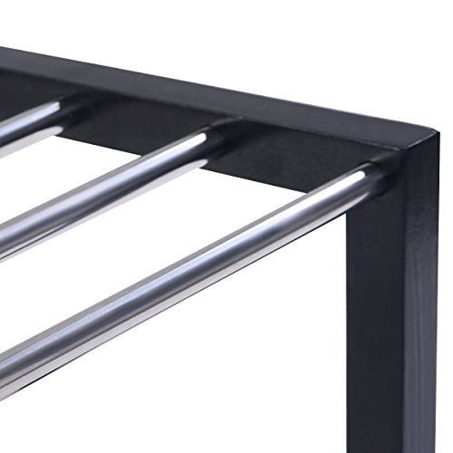 Schuhregal Schuhbank 3 Schicht Schuhablage Schuhschrank Schuhständer Schuhe Rack Kieferrahmen 80x50x33cm (Schwarz) - 5