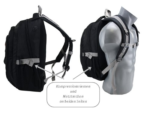 Laptop Rucksack Schulrucksack bis A4 Wanderrucksack Freizeitrucksack Outdoor schwarz - 5