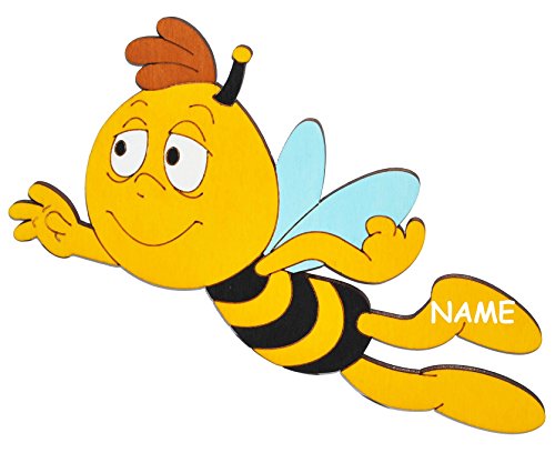 Türschild / Wandbild / Wandtattoo – “ Willi fliegt / die Biene Maja “ – aus Holz – selbstklebend – Kinderzimmer Deko Bilder / Aufkleber Wandsticker Wanddeko - 3