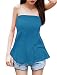 Move&Moving(TM) Ladies Strapless Elastic Bust Girth Design Pleated Flare Hem Casual Tops