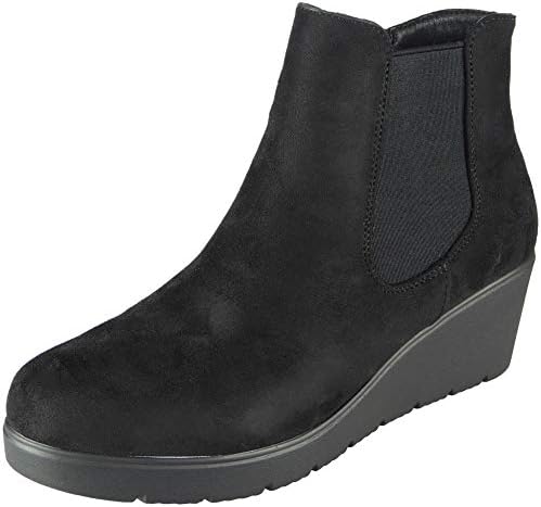 Loud Look Womens Ladies Ankle Boots Faux Suede Chelsea Mid Heel Zip Work Wedge Shoes Size 3-8