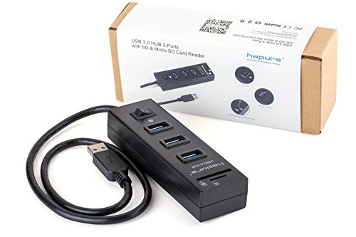 Hapurs USB 3.0 Hub 3-Port With Card Reader 9-in-1 Portable USB3.0 High-Speed-SD-TF MMC-Kartenleser mit Netzschalter - 5