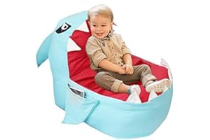 LuukUP Large Storage Stuffed Animal Bean Bag Chair for Children,Large Toy Bag,Comfortable Fun Shark Plush Toys Storage Bag Bottom Zipper Beanbag Safe Sofas Furniture (green)