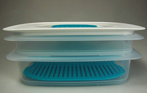 TUPPERWARE Cool`N Fresh-Set (4) Kühlschrank coolsmart fridge Stapelprofi WEIß / TÜRKIS