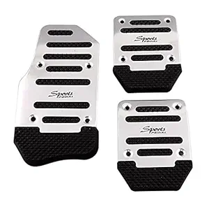 Autofetch Non-Slip Manual XB-373 Car Pedals Kit Sports Pad Covers (Set of 3) (Silver) for KIA Seltos