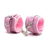 Fuwok Adjustable Wrist Handcuffs Ankle Bracelets Pu Leather Bracelet Cuffs (Pink)