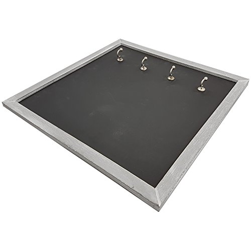 proheim Memo-Tafel mit Schlüssel-Haken Schlüssel-Brett 38 x 38 cm Kreide-Tafel aus Holz (Grau) - 3