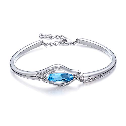 KAMLE Swarovsk Bracelet Cadeau la Fête des mères Femme Fille, Chaine Bracelet,Combinaison de métaux plaqués