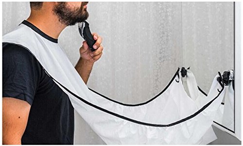Vinsani Beard Bib Catcher Trim Shave Facial Hair Beard Apron - White