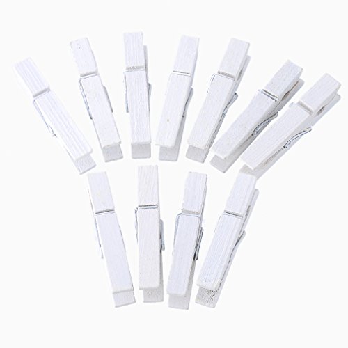 Souarts Mini Weiss Holz Klammer Clips 100St.