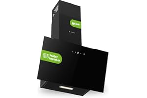 Aspes Campana Extractora Inclinada 60cm Cristal negro ACPD602AIN. Potencia 41,5m3/h, Tiro Doble, 3 Velocidades, Control Táctil, Filtro apto para Lavavajillas.