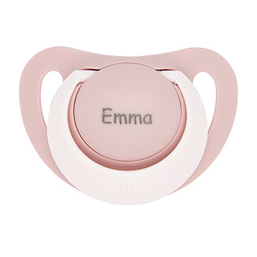 Schnuller mit Namen NUK Starlight, Namensschnuller, Nuckel, Größe 1 & 2, in den Farben blau, rosa, gelb, grün