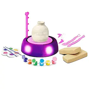 Aseenaa Electric Pottery Wheel Clay Pot Making Machine Game Kit with Colors and Stencils, Creative Educational Ceramic Make Craft Toy Gift Kits Set for Kids Childrens and Adults Toys | Colour : Multi