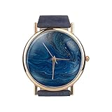 Hochwertige Damen-Mädchen-Teenager-Armbanduhr VIELE Trendige Designs Öko-Leder von Funky Planet (D00016-Navy Blau)