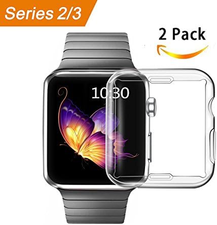 Apple Watch Screen Protector,iPhone Watch Case Built-in TPU Screen Protector All-around Protective Case High Defination Clear Ultra-Thin Cover for Apple iwatch Series 2 and Series 3(2 packs) (38MM)