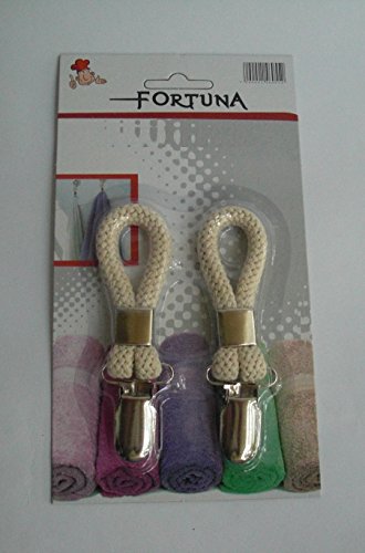 2 Geschirrtuch Clips – Tuch Aufhänger-Halter Klammern, geflochten, Loop Baumwolle - 2