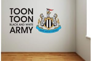 BEAUTIFUL GAME Newcastle United Football Club Toon Army Song & Crest Wall Sticker Official Merchandise - Decal Football Vinyl (900mm (W) x 600mm (H), Black)