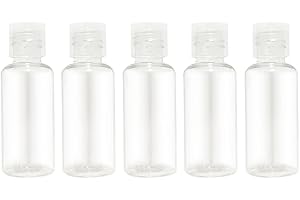QIRUIRED 5 Stück Nachfüllbare Kosmetikbehälter-Set 50ml, Reiseflaschen mit Flip-Verschluss, Transparente Plastikflaschen für Shampoo, Duschgel, Lotion, Toilettenartikel (Wiederverwendbar, Leer)