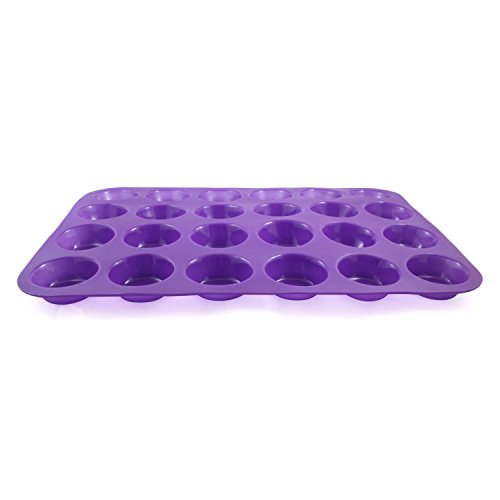 Belmalia Muffinblech aus Silikon für 24 Mini Muffins, antihaftbeschichtet, Cupcakes, Brownies, Kuchen, Pudding, Muffinform Lila Violett - 4