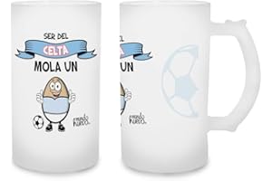 MUNDOHUEVO Jarra de cerveza Ser del Celta mola un huevo. Cristal esmerilado de primera calidad AAA. 80 x 150 mm. 500 ml