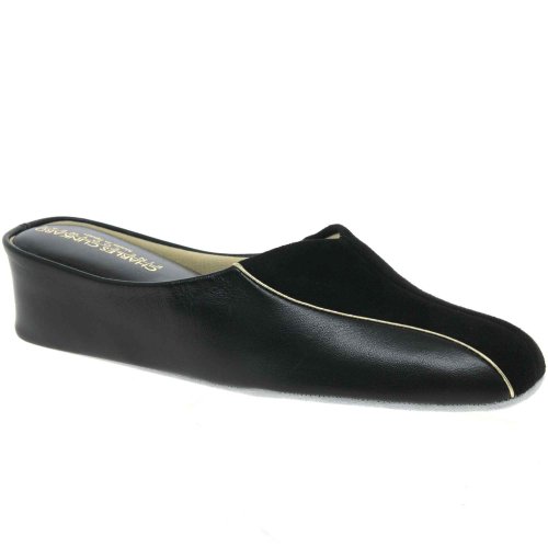 Relax Martha Leather and Suede Slipper Black 6
