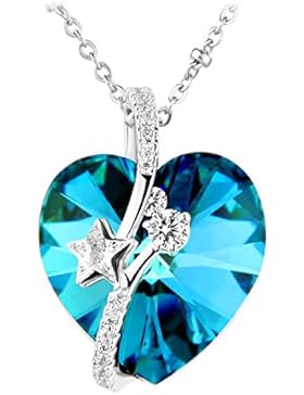 Le Premium® 'Die Liebe des Sterns' Herz Anhänger Halskette Hergestellt mit Herz geformten Kristallen aus Swarovski...