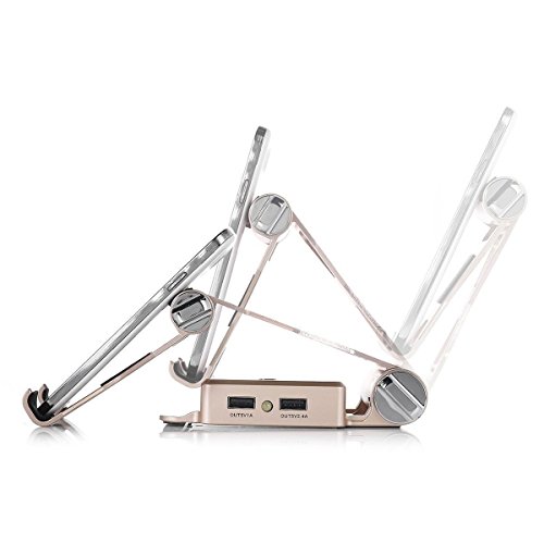 ULTRICS® Einstellbare Aluminium Handy Stand mit 10000mAh Dual USB Powerbank, 270 Grad Drehen Multi Betrachtungswinkel Handy-Standplatz, Desktop-Lade-Dock für iPhone iPad Samsung Galaxy Sony Xperia HTC LG iPod Nokia Tablet für Home Office Küche - 5