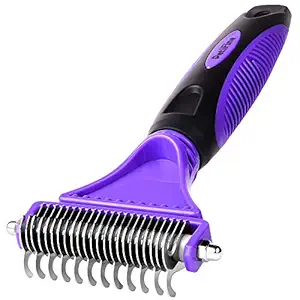 PetiFine Pet Grooming Tool - 2 Sided Undercoat Rake for Cats & Dogs