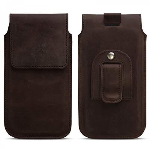 ROYALZ Gürteltasche für Samsung Galaxy A5 Ledertasche (für Galaxy A5 2015, A5 2016 und A5 2017) Schutztasche mit Gürtelclip Rausziehhilfe Hülle Holster Tasche Gürtel Leder dunkel braun - 5