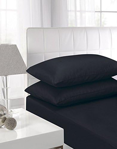 LUXURY Non-Iron Plain Percale 180 Thread Count HOUSEWIFE PILLOWCASES – PACK OF 2 (Black)