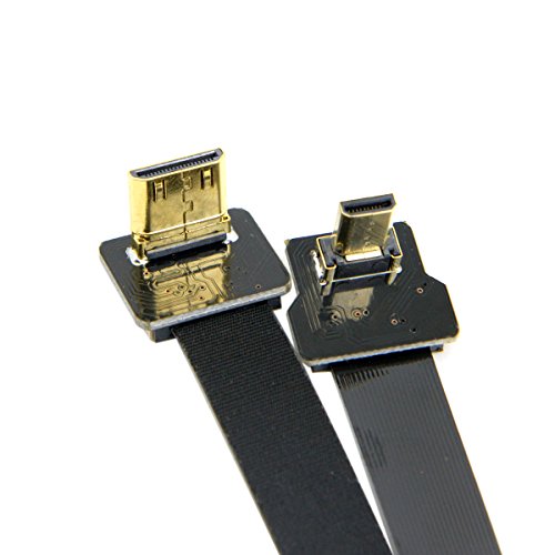 CY 50 cm 90 Grad bis abgewinkelt FPV Micro HDMI Stecker auf Mini HDMI FPC flach Kabel für GoPro Multicopter Aerial Photography - 3