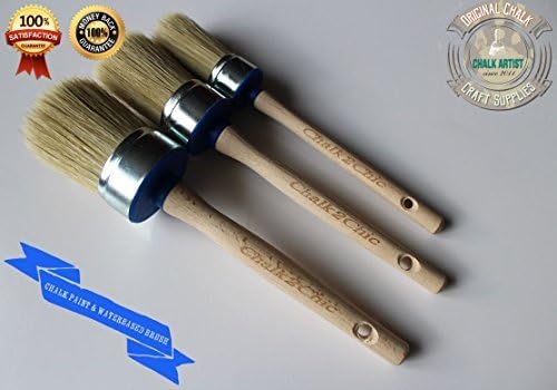 #BB3 - BLUEBRUSH SET - 30mm , 40mm , 50mm - CHALK PAINT &amp; EMULSION pure bristle &amp; synthetic mix SHABBY CHIC SET OF 3 ROUND furniture &amp; interiour painting BRUSHES paintbrushes