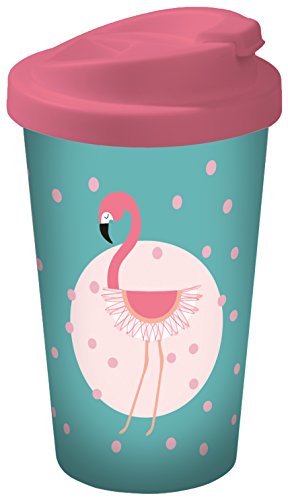 infinite by GEDA LABELS 15932 Flamingo Coffee to go Becher, Kunststoff, türkis / rosa, 9 x 9 x 17 cm