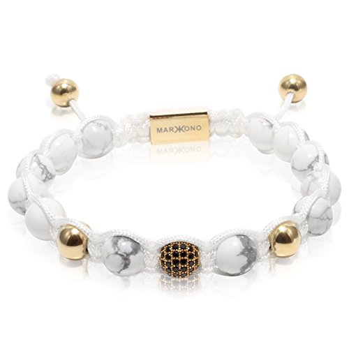 Preisvergleich Produktbild Exklusives Armband aus Howlite Natursteinen und vergoldeten Elementen