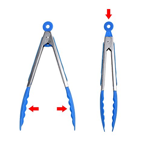xhorizon TM FM8 2 Stk Edelstahl Lebensmittel Greifzangen + 2 Stk Flaschenbürste Silikonöl Flasche mit Bürste - 4
