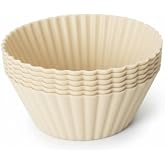 Silikon Muffin Kalıbı, D&uuml;z &ndash; 6&rsquo;lı Paket Isıya Dayanıklı Yapışmaz Renkli (1, Krem Rengi)