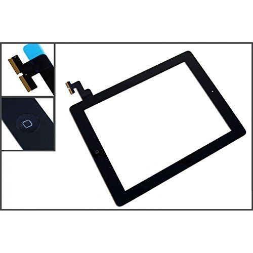 MMOBIEL Digitalizador Pantalla t  ctil frontal para iPad 2  Negro  Incl bot  n de inicio y cable flex soporte c  mara adhesivos pre instalados kit profesional de herramientas para una f  cil instalaci  n 