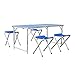 Produktbild HOMFA 120cm Campingtisch Klapptisch Set mit 4 Klappstühle Aluminium. Höhenverstellbarer Klapptisch Campingmöbel als Gartentisch, Falttisch, Reisetisch, zum Camping uvm. (Blau, 120cm)