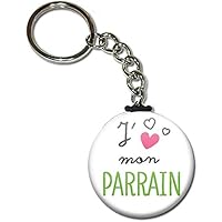 Cadeau PARRAIN J'aime mon Parrain Porte clés chaînette 38mm ( Idée Cadeau Baptême Communion Noël )