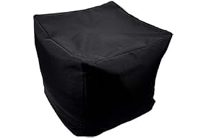 Artistic Fashionista* New Waterproof Square Cube Bean Bag Indoor Outdoor Garden Footstool Rest Seat Pouffe Ottoman Beanbag 40x40x40 cm (Black)