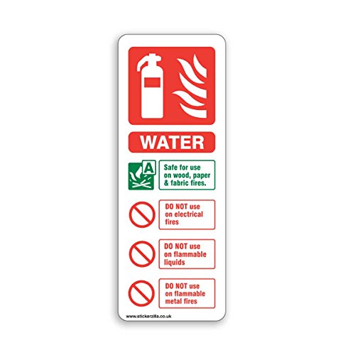 Water Fire Extinguisher Id Sign 75mm X 200mm Adhesive Sticker 5 X Pack