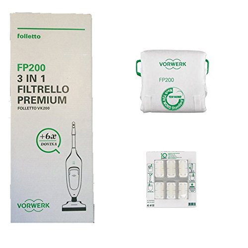 Kit de 6 bolsas FP200 originales para aspiradoras Vorwerk Folletto VK 200