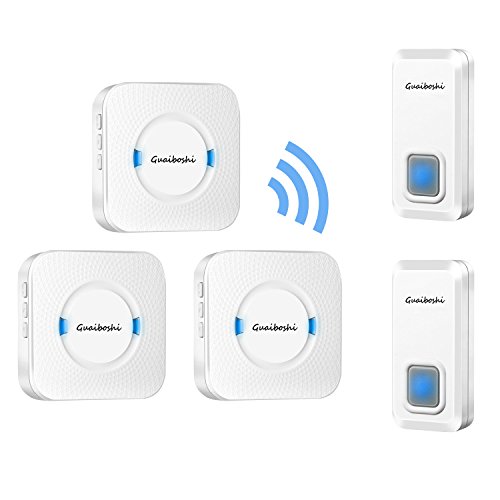 Preisvergleich Produktbild Funkklingel Türklingel , Guaiboshi Kabelloses Türklingel Set Wasserdicht Klingelknopf Hausklingel Funk Kit Gartenklingel - Portable Mobile Kabellose 3 Empfänger 2 Sender mit 300M Reichweite und 52 Verschiedener Klingeltöne