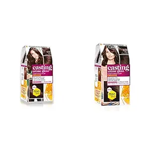 LOreal Paris Casting Creme Gloss Hair Color, Iced Chocolate 415, 87.5g+72ml and LOreal Paris Casting Creme Gloss Hair Color, Sonams Dark Chocolate 323, 87.5g+72ml
